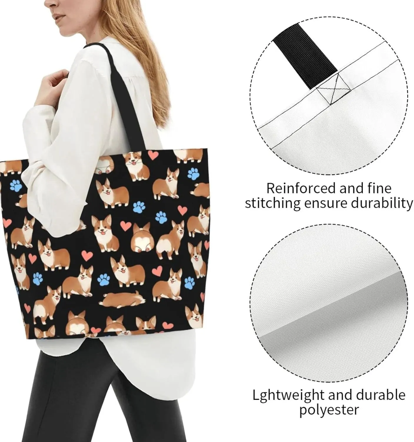 Tote Bag for Women Men Reusable Beach Shoulder Bag Casual Handbag for Travel Shopping Grocery Work
