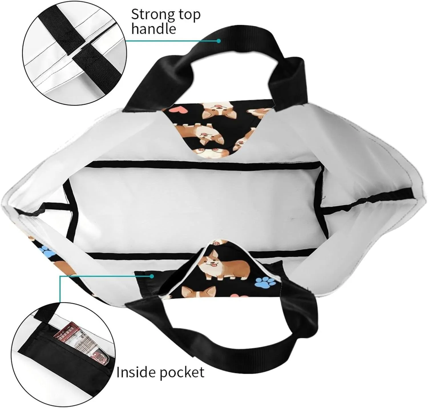 Tote Bag for Women Men Reusable Beach Shoulder Bag Casual Handbag for Travel Shopping Grocery Work