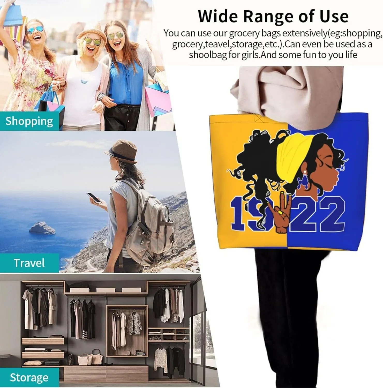 Tote Bag Reusable Grocery Handbag Waterproof Large Capacity Shopping Bags for Women
