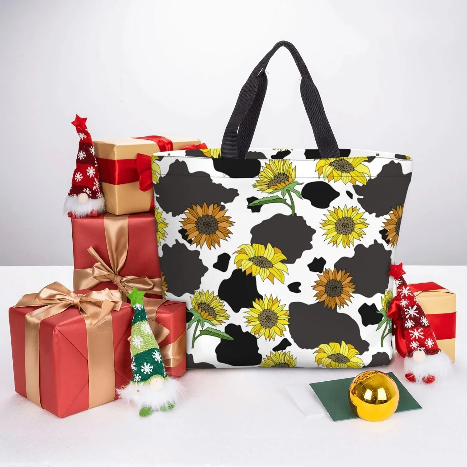 Tote Bag with Zipper Pockets,Large Capacity Shopping Bag, Handbags for Travel Grocery