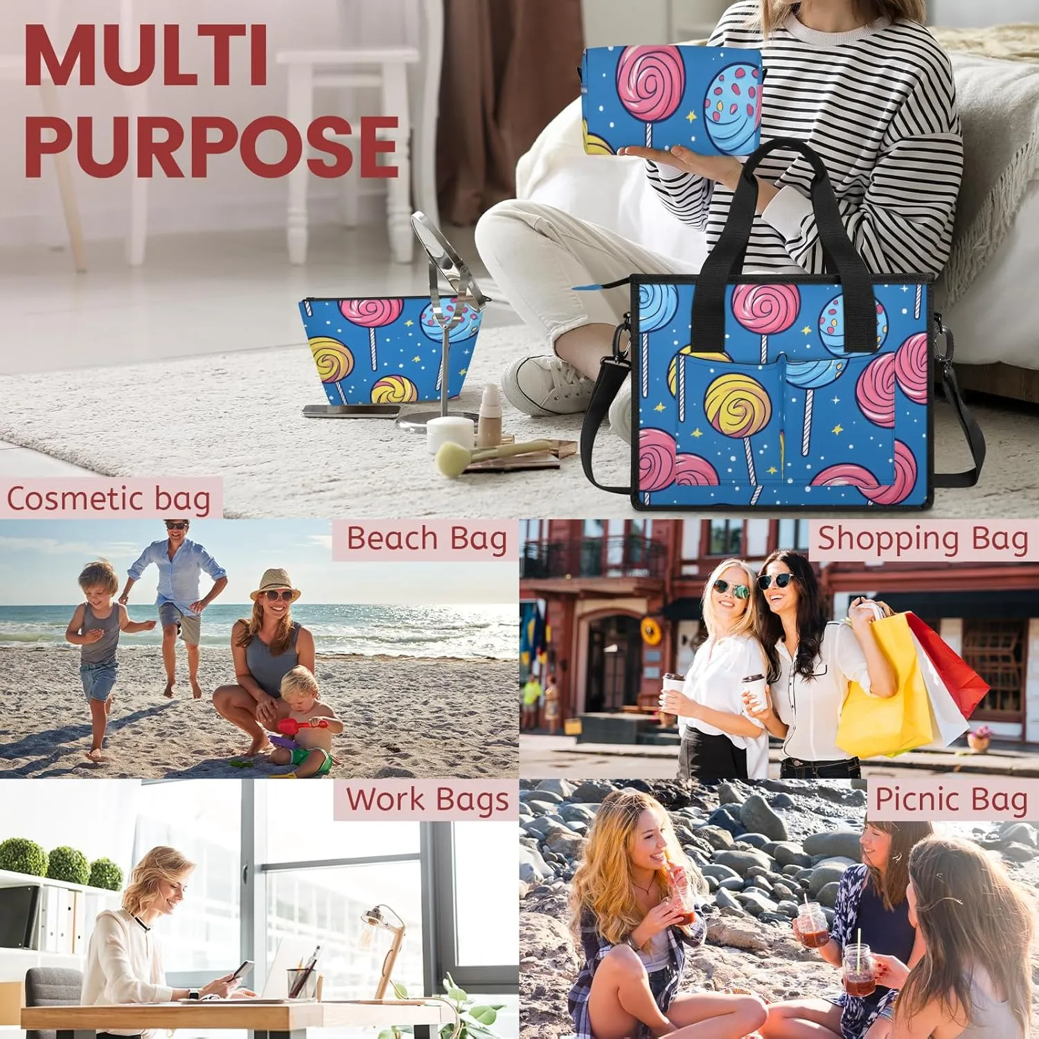 Tote Satchel Bag Set 3PCS for Women,Travel Shoulder Bag Handbag and Wallet Daily Use02