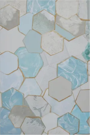 Trademark Fine Art Canvas Wall Art - Coco Good 'Mint Honeycomb I' Wall Art for Living Room, Bedroom, or Office Décor