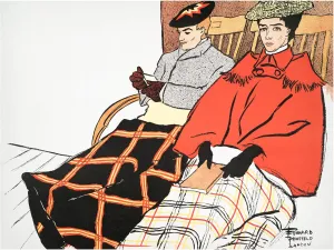 Trademark Fine Art Canvas Wall Art - Edward Penfield 'Man and Woman Sitting Together' Wall Art for Living Room, Bedroom, or Office Décor