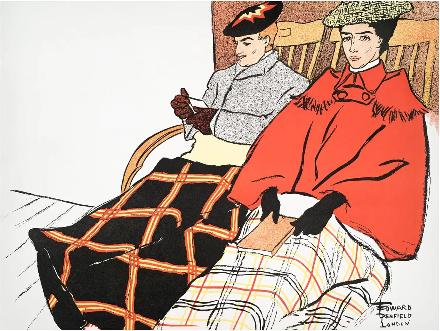 Trademark Fine Art Canvas Wall Art - Edward Penfield 'Man and Woman Sitting Together' Wall Art for Living Room, Bedroom, or Office Décor