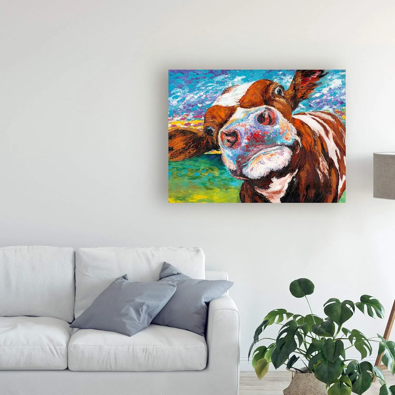 Trademark Fine Art ' Curious Cow I ' Canvas Art by Carolee Vitaletti 14x19