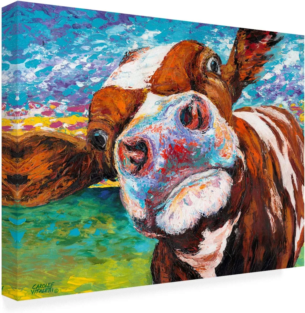 Trademark Fine Art ' Curious Cow I ' Canvas Art by Carolee Vitaletti 14x19