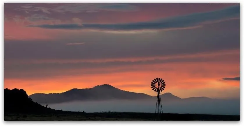 Trademark Fine Art Dan Ballard 'Mountains and Windmill' Canvas Art, 16 in x 32 in