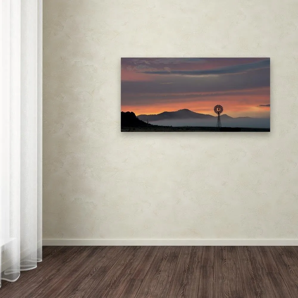 Trademark Fine Art Dan Ballard 'Mountains and Windmill' Canvas Art, 16 in x 32 in