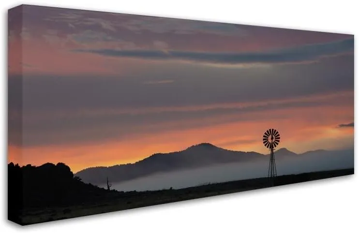 Trademark Fine Art Dan Ballard 'Mountains and Windmill' Canvas Art, 16 in x 32 in