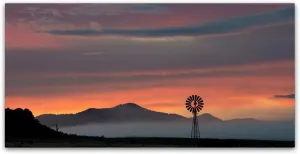 Trademark Fine Art Dan Ballard 'Mountains and Windmill' Canvas Art, 16 in x 32 in