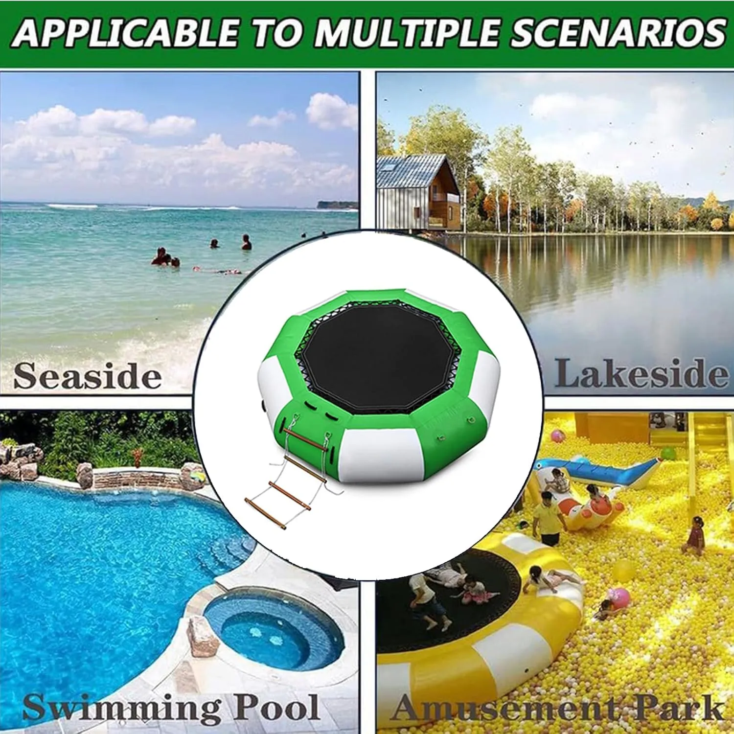 Trampoline Children Adult Water Toy Park, Lake Inflatable Water Trampoline, Water Trampoline PVC Inflatable Water Trampoline,13FT/4M