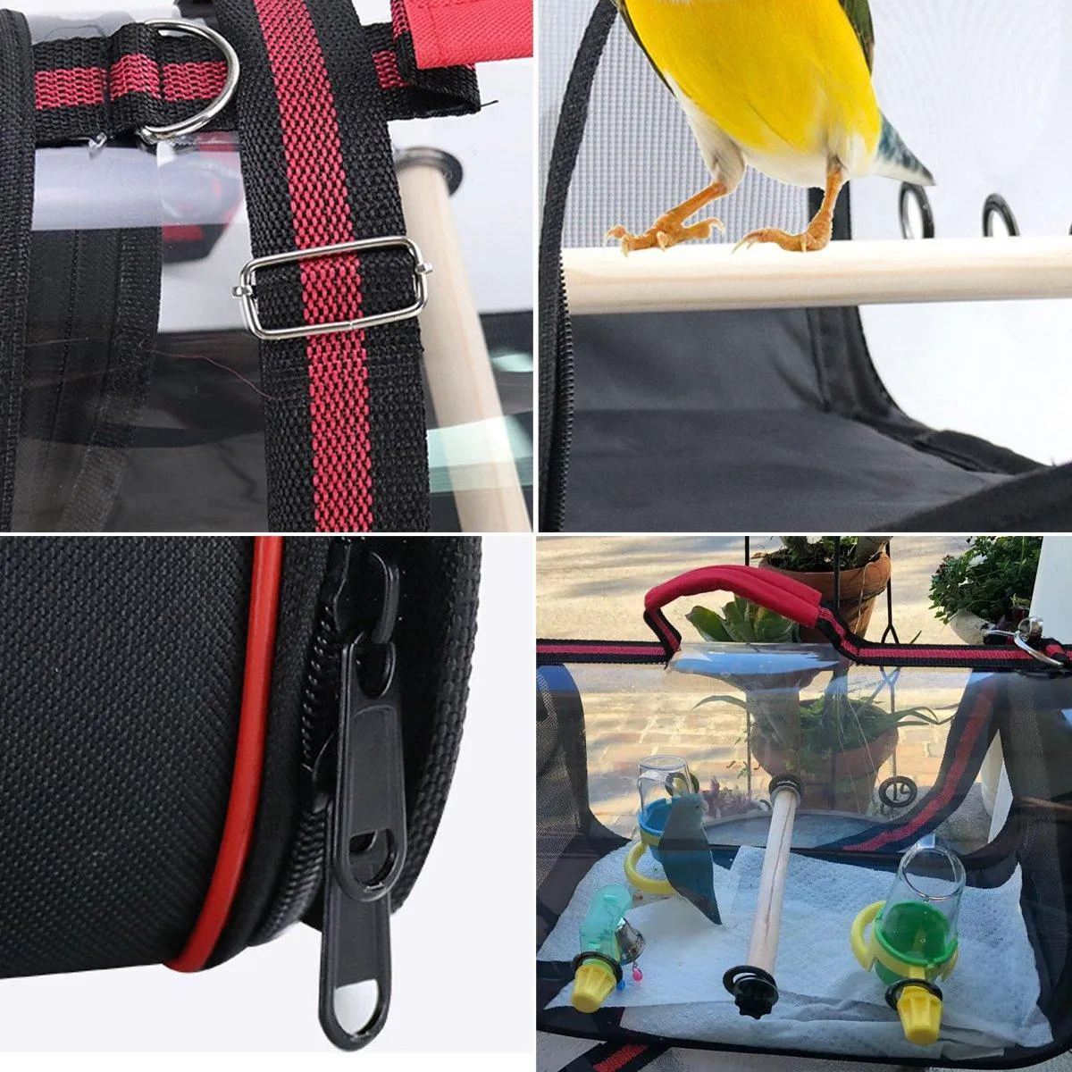 Transparent Portable Parrot Carrier Travel Bird Cage Bag