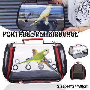 Transparent Portable Parrot Carrier Travel Bird Cage Bag