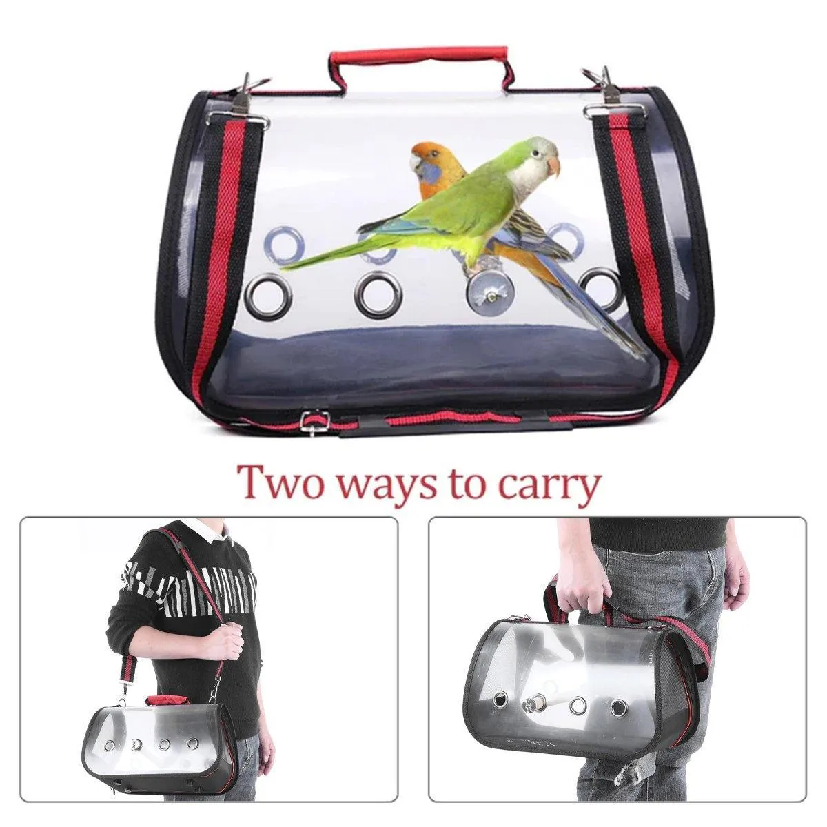 Transparent Portable Parrot Carrier Travel Bird Cage Bag