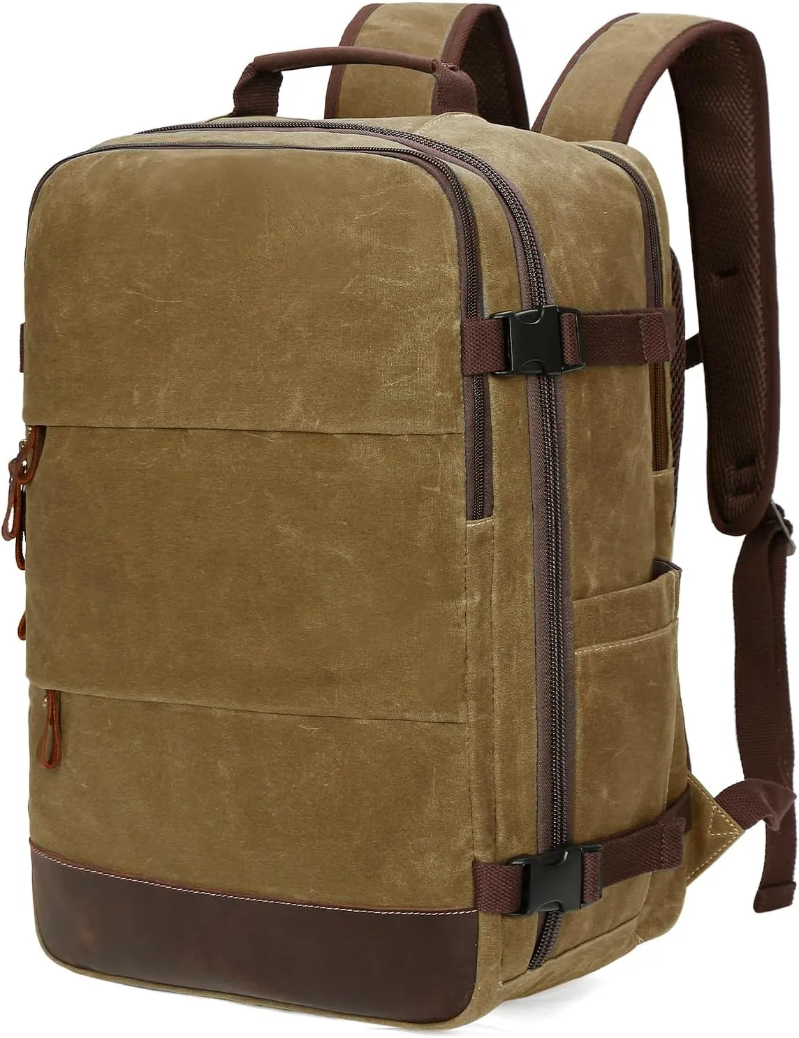 Travel Backpack for Men Carry On Backpack Flight Approved Personal Item Backpack, 18.4 inch Laptop Backpack Casual Daypack Weekender Business Hiking Backpack, Brown