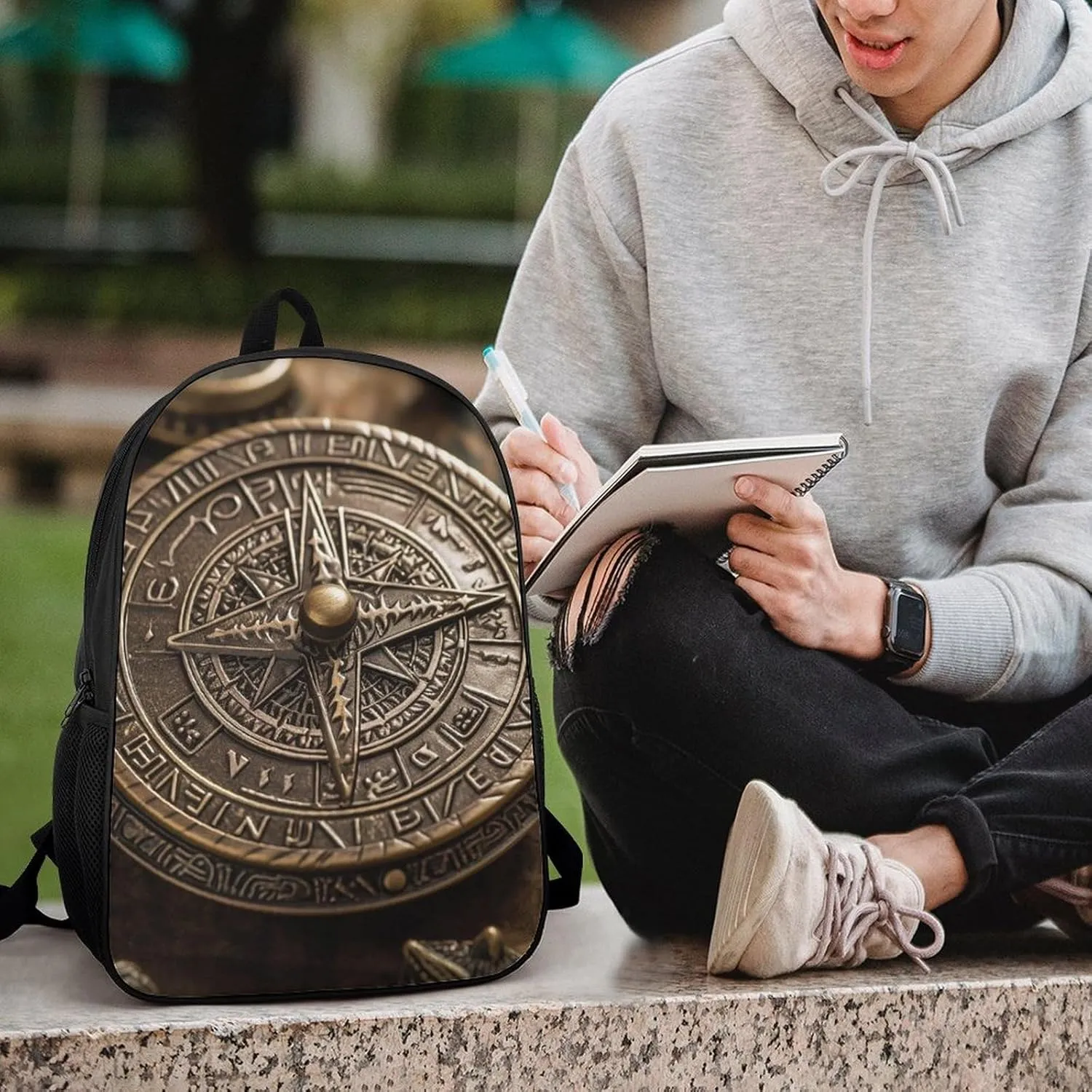 Travel Backpack for Men Women Daypack Magical Norse Runes Compass Laptop Backpack Computer Bag Business Work Bag for Work