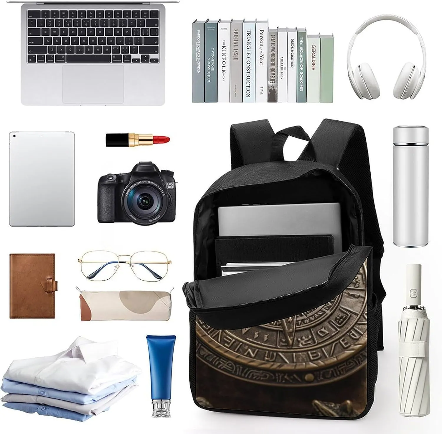 Travel Backpack for Men Women Daypack Magical Norse Runes Compass Laptop Backpack Computer Bag Business Work Bag for Work