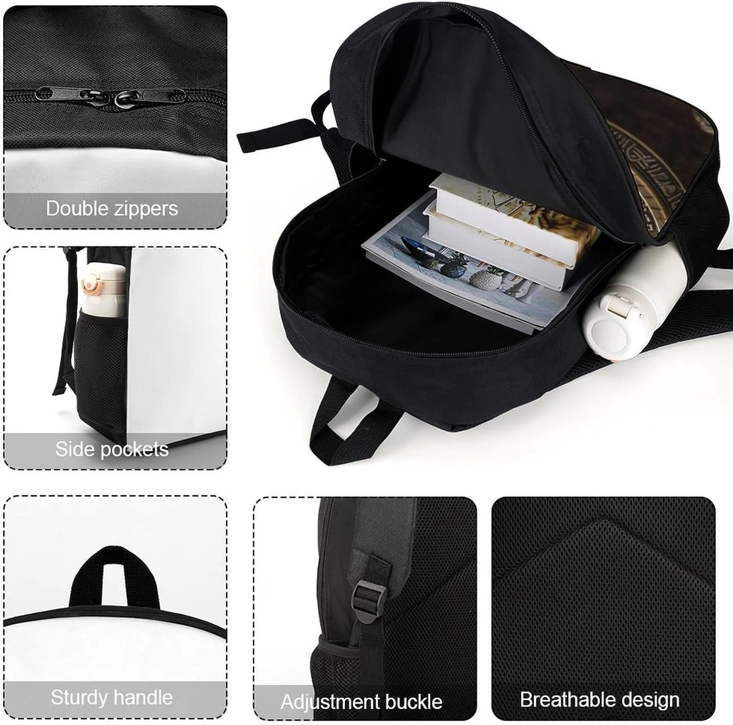 Travel Backpack for Men Women Daypack Magical Norse Runes Compass Laptop Backpack Computer Bag Business Work Bag for Work