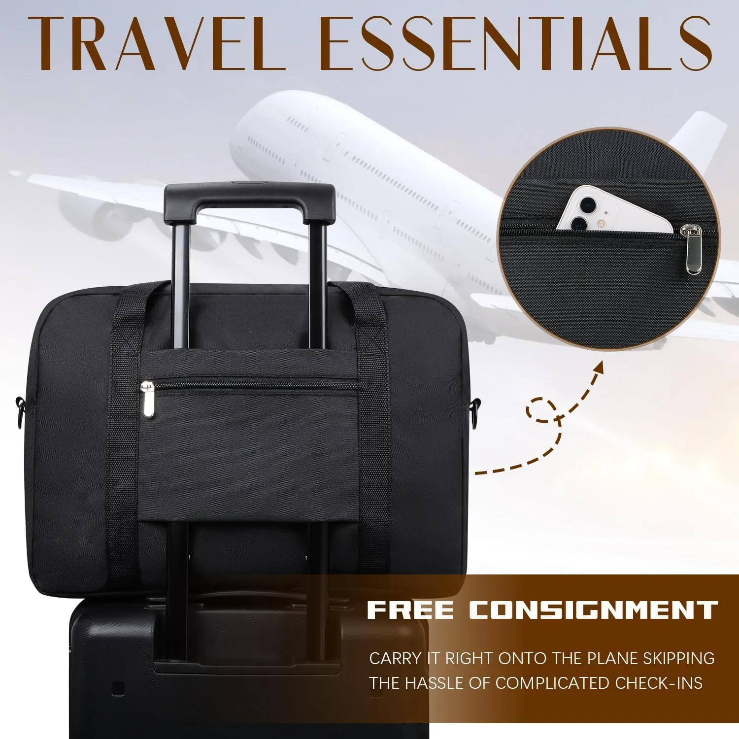 Travel Duffel Bag Foldable Weekender Overnight Bag for Men Women Lightweight Carry on Tote Bag For Spirit Airlines