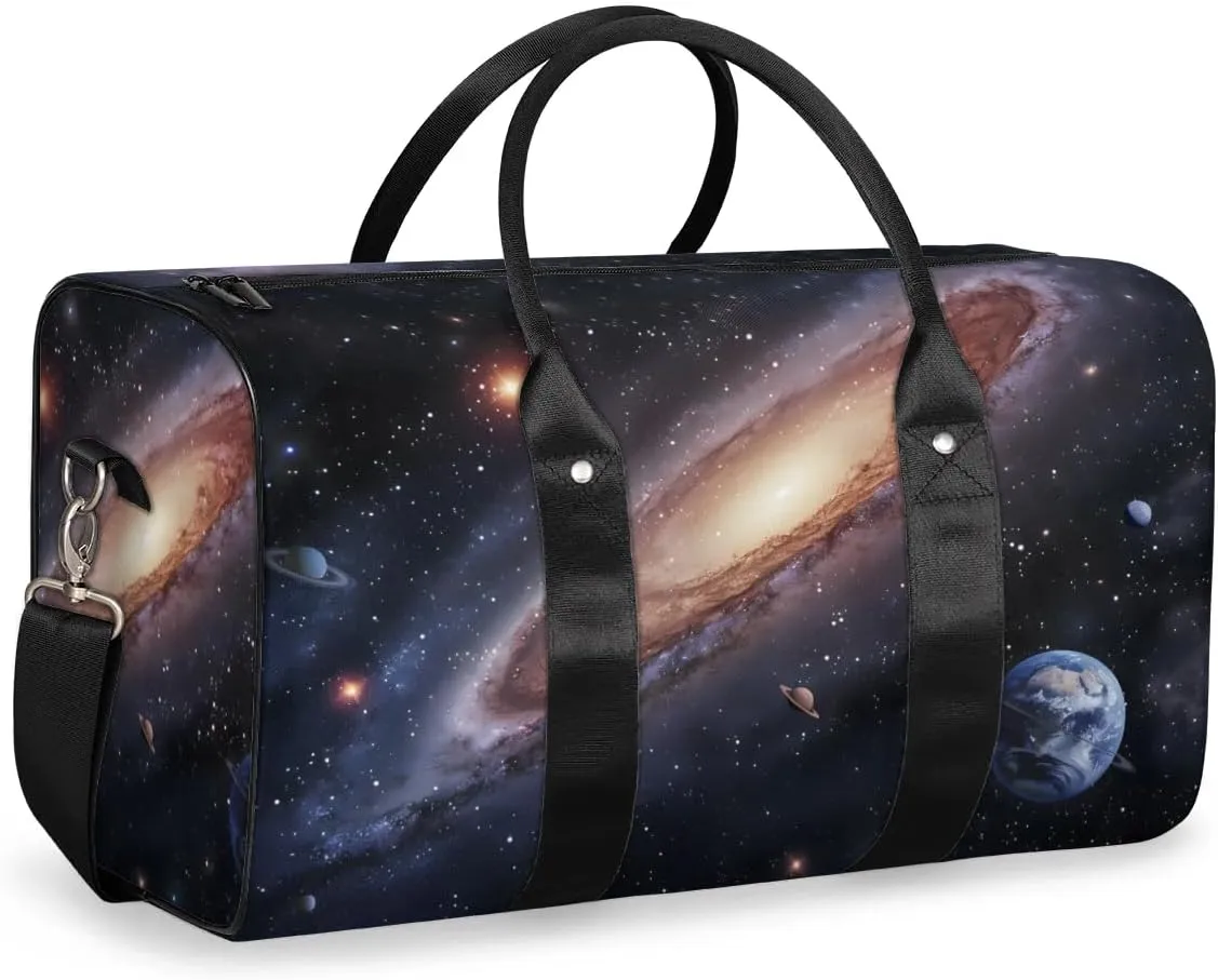 Travel Duffel Bag, Galaxy Universe Nebulae Planet Sports Tote Gym Bag Foldable Western Aztec Weekender Bag Carry on Luggage Handle Bag Overnight Shoulder Bag for Women Men,A-001