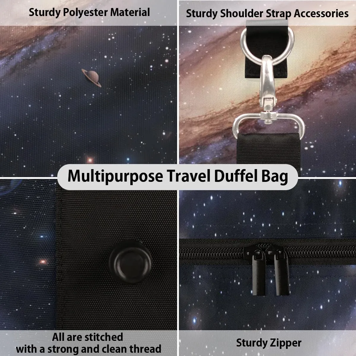 Travel Duffel Bag, Galaxy Universe Nebulae Planet Sports Tote Gym Bag Foldable Western Aztec Weekender Bag Carry on Luggage Handle Bag Overnight Shoulder Bag for Women Men,A-001