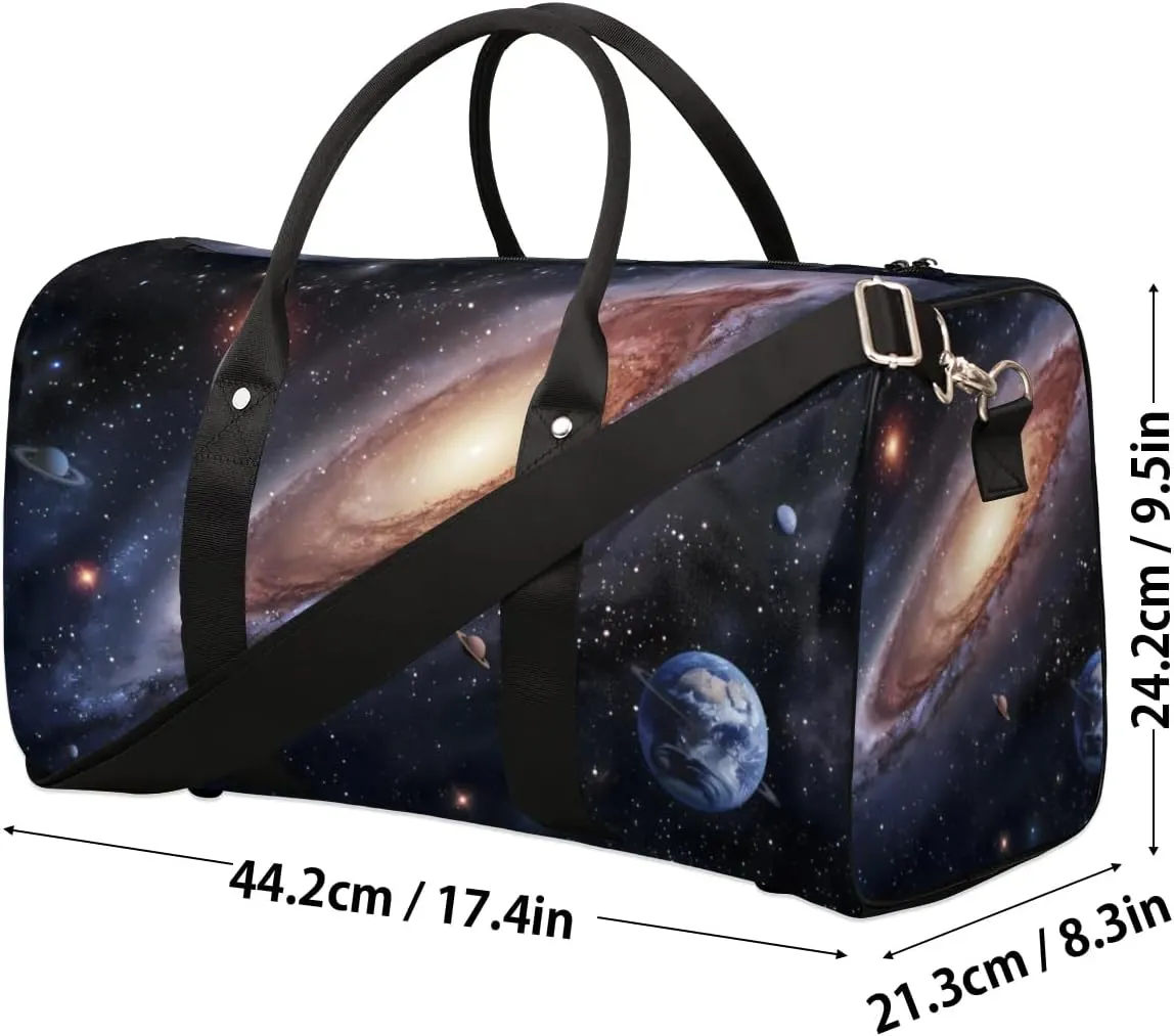 Travel Duffel Bag, Galaxy Universe Nebulae Planet Sports Tote Gym Bag Foldable Western Aztec Weekender Bag Carry on Luggage Handle Bag Overnight Shoulder Bag for Women Men,A-001