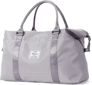 Travel Duffel Bag, Sports Tote Bag, Shoulder Weekender Overnight Bag for Women(B-Light Gery)