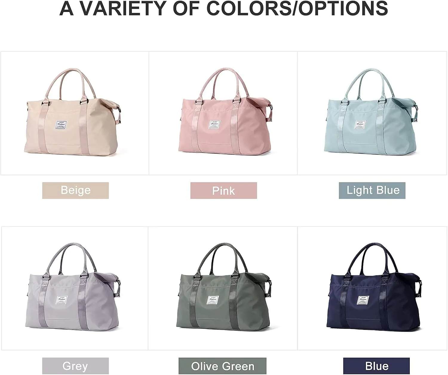 Travel Duffel Bag, Sports Tote Bag, Shoulder Weekender Overnight Bag for Women(B-Light Gery)