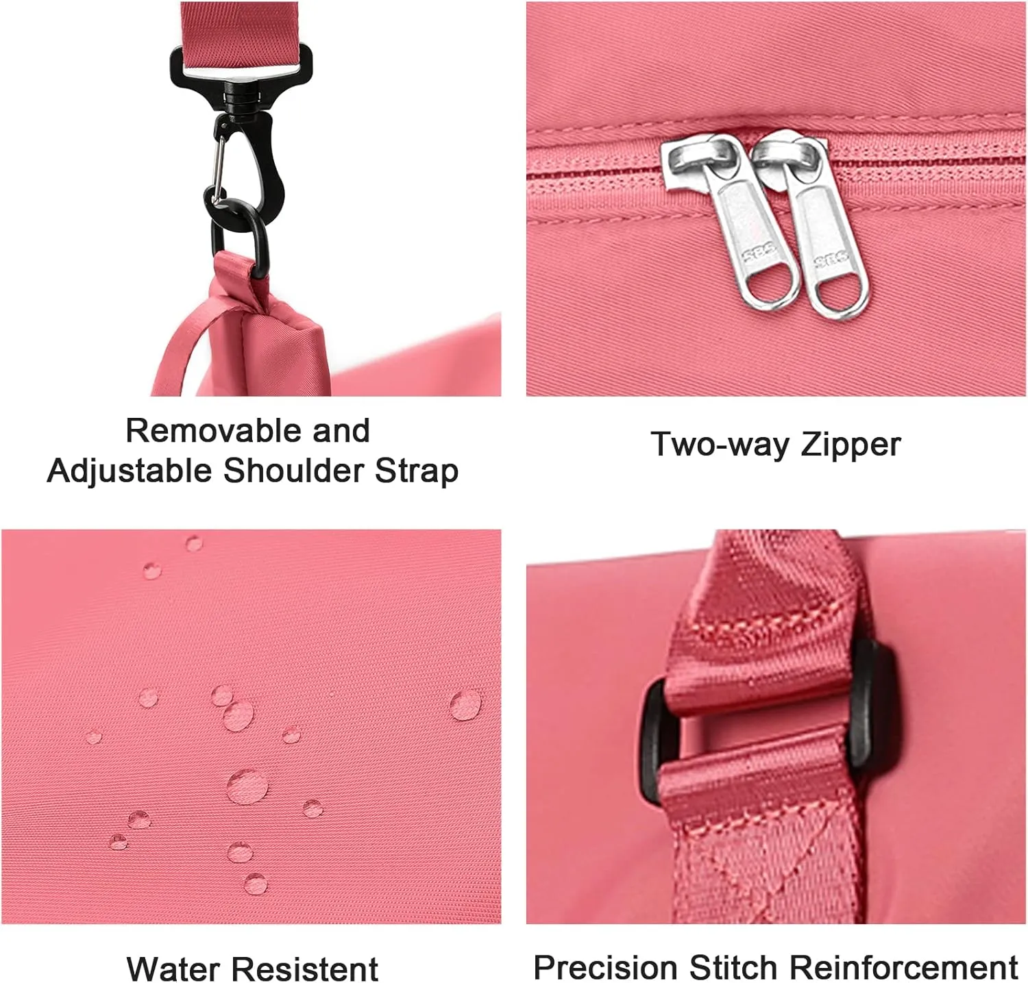 Travel Duffel Bag, Sports Tote COLOY Bag, Shoulder Weekender Overnight Bag for Women(B-Coral Red)