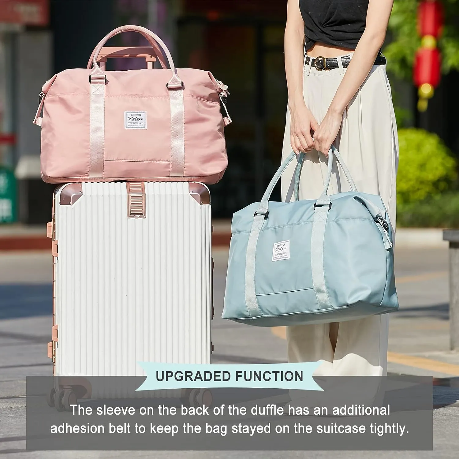 Travel Duffel Bag, Sports Tote COLOY Bag, Shoulder Weekender Overnight Bag for Women(B-Coral Red)