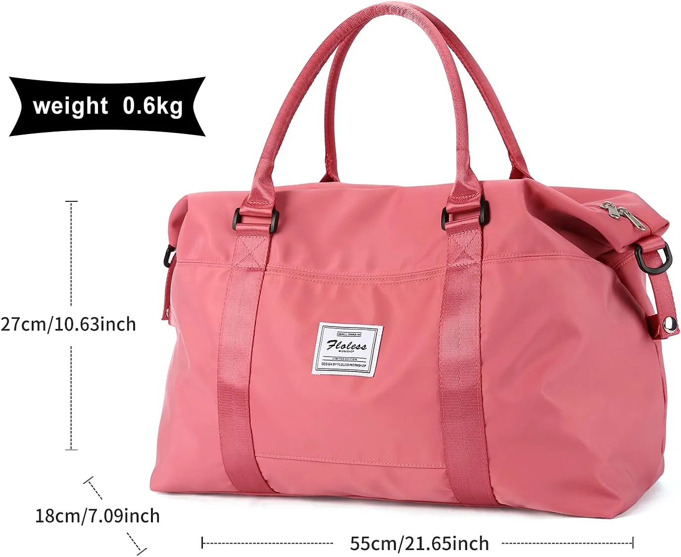 Travel Duffel Bag, Sports Tote COLOY Bag, Shoulder Weekender Overnight Bag for Women(B-Coral Red)