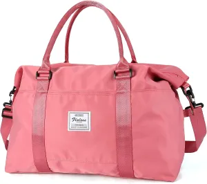 Travel Duffel Bag, Sports Tote COLOY Bag, Shoulder Weekender Overnight Bag for Women(B-Coral Red)