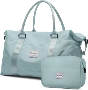 Travel Duffel Bag, Sports Tote COLOY Bag, Shoulder Weekender Overnight Bag for Women(B-Light Blue)