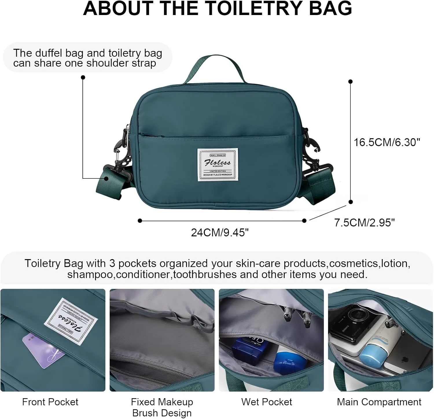 Travel Duffel Bag, Sports Tote COLOY Bag, Shoulder Weekender Overnight Bag for Women(B-Peacock Blue)