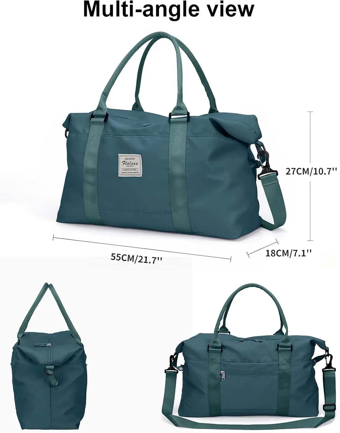 Travel Duffel Bag, Sports Tote COLOY Bag, Shoulder Weekender Overnight Bag for Women(B-Peacock Blue)