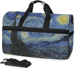 Travel Duffel Bag Van Gogh Starry Sky Waterproof Lightweight Luggage bag for Sports, Gym, Vacation