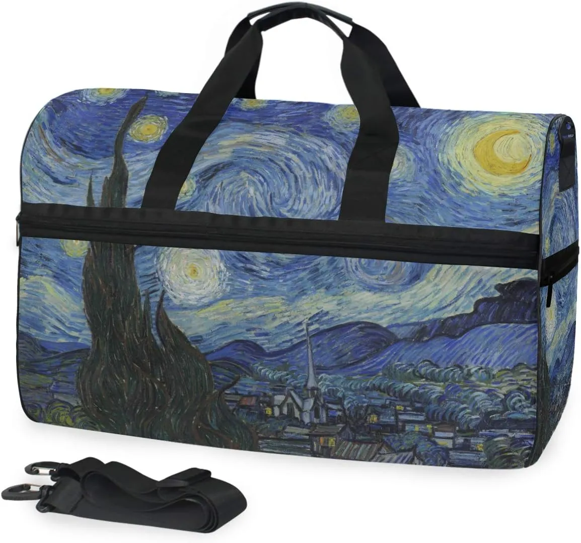 Travel Duffel Bag Van Gogh Starry Sky Waterproof Lightweight Luggage bag for Sports, Gym, Vacation