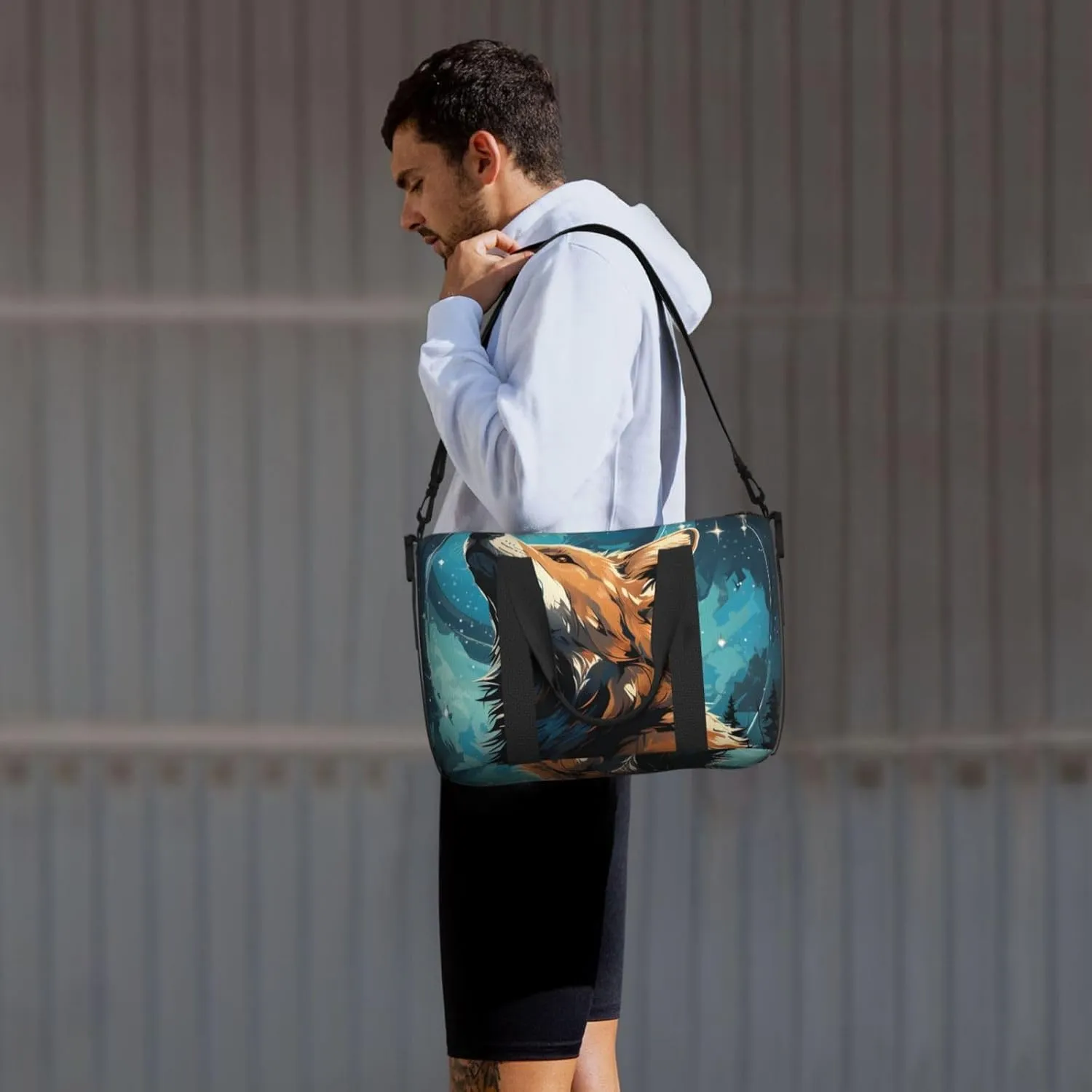 Travel Duffle Bag A Wolf That Overlooks Everything Weekender Overnight Bags Luggage Bag for Women Men Waterproof Sports Gym Bag Hand Bag with Shoulder Strap