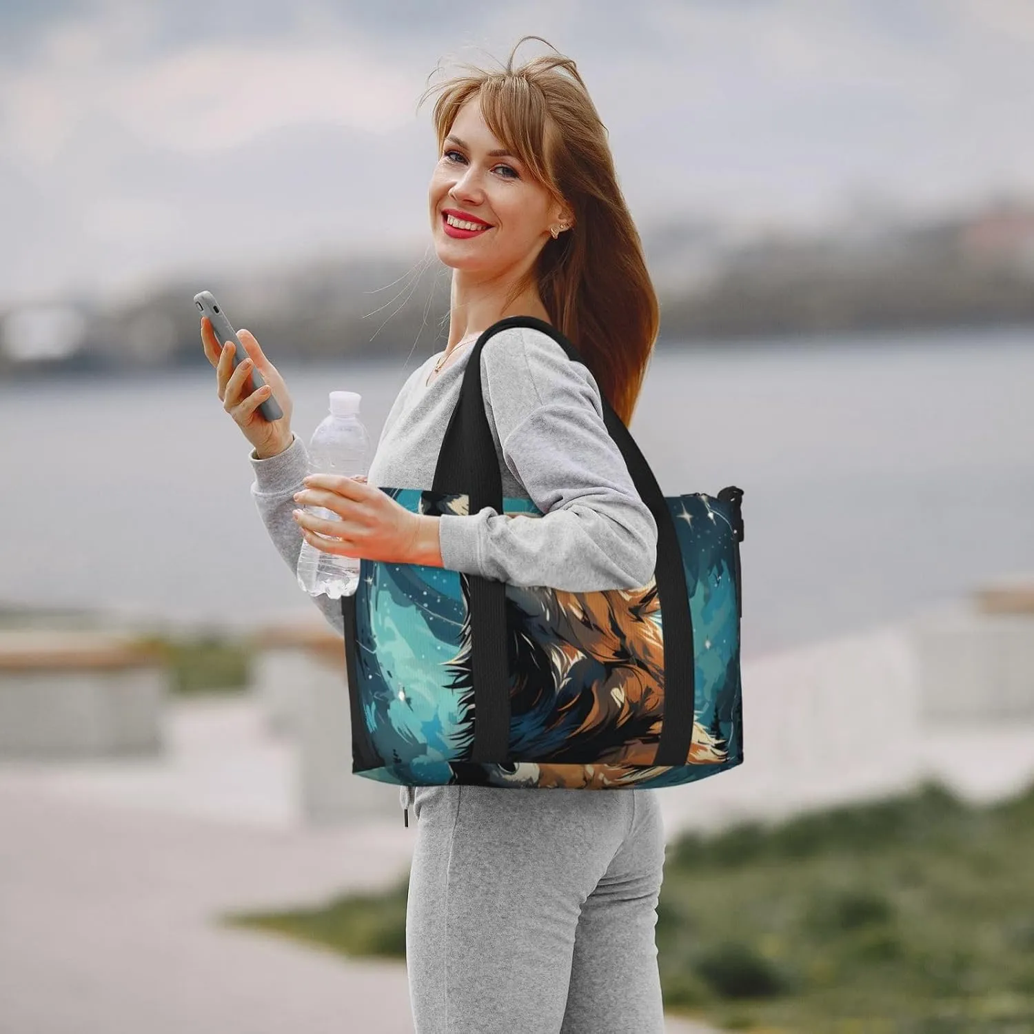 Travel Duffle Bag A Wolf That Overlooks Everything Weekender Overnight Bags Luggage Bag for Women Men Waterproof Sports Gym Bag Hand Bag with Shoulder Strap