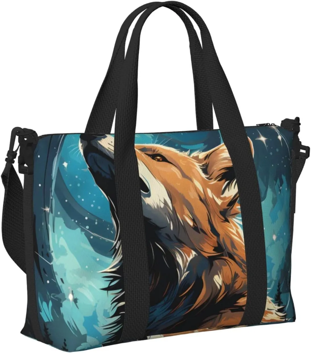 Travel Duffle Bag A Wolf That Overlooks Everything Weekender Overnight Bags Luggage Bag for Women Men Waterproof Sports Gym Bag Hand Bag with Shoulder Strap