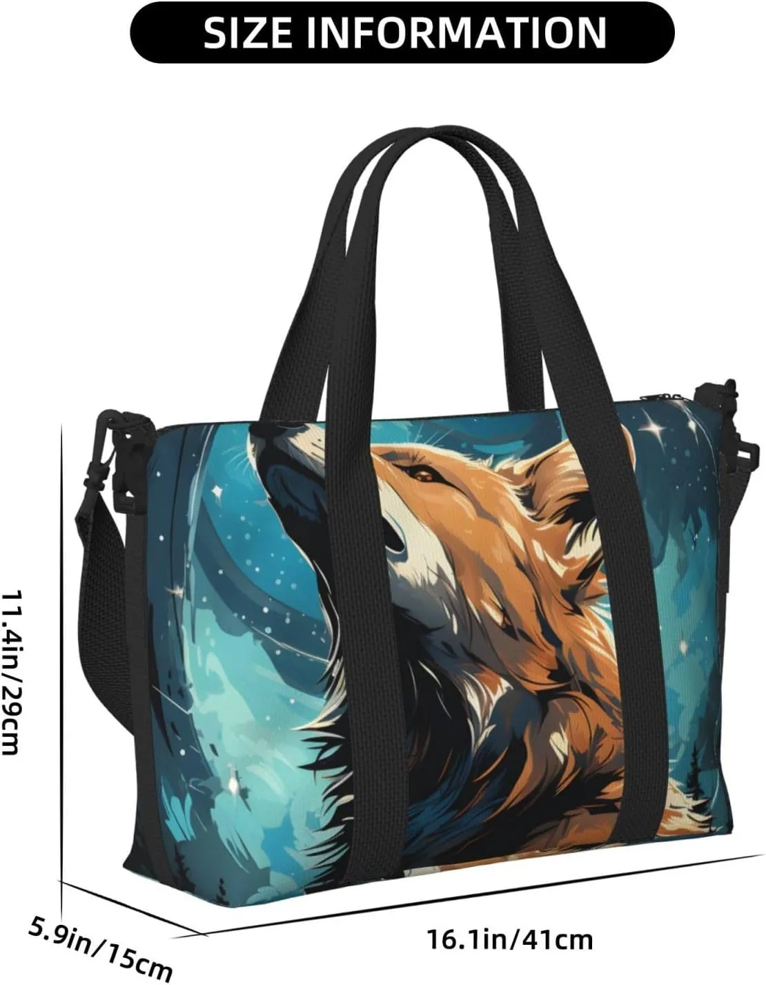 Travel Duffle Bag A Wolf That Overlooks Everything Weekender Overnight Bags Luggage Bag for Women Men Waterproof Sports Gym Bag Hand Bag with Shoulder Strap