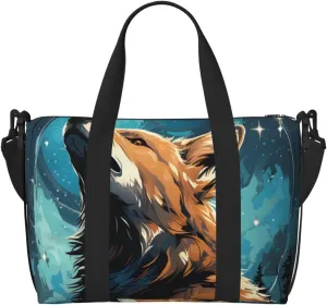 Travel Duffle Bag A Wolf That Overlooks Everything Weekender Overnight Bags Luggage Bag for Women Men Waterproof Sports Gym Bag Hand Bag with Shoulder Strap