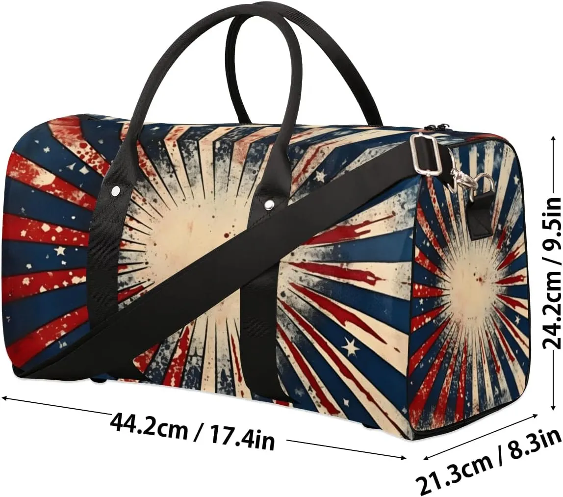 Travel Duffle Bag Abstract Stars Stripes Gym Bags for Men Women Travel Duffel Bags with Adjustable Shoulder Strap Carry On Weekender Bag