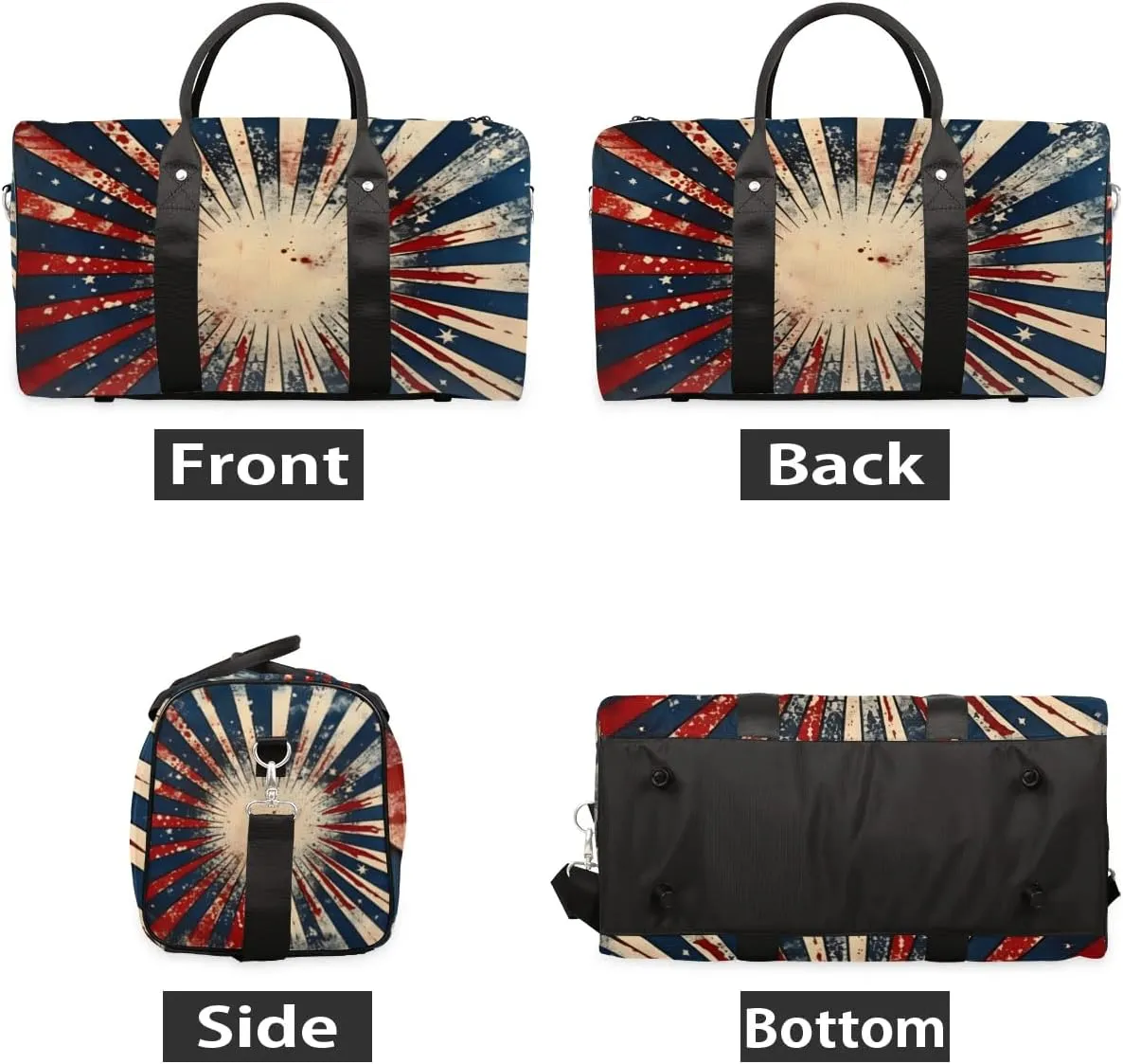 Travel Duffle Bag Abstract Stars Stripes Gym Bags for Men Women Travel Duffel Bags with Adjustable Shoulder Strap Carry On Weekender Bag