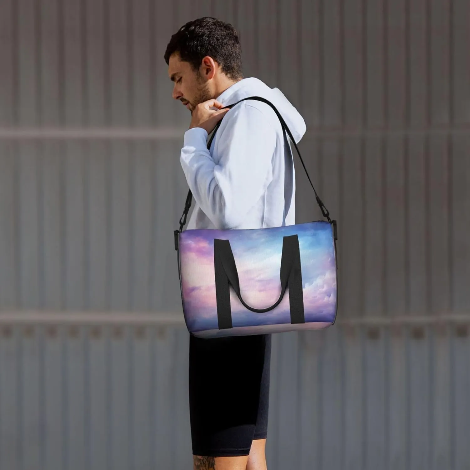 Travel Duffle Bag Blue Purple Nebula Weekender Overnight Bags Luggage Bag for Women Men Waterproof Sports Gym Bag Hand Bag with Shoulder Strap