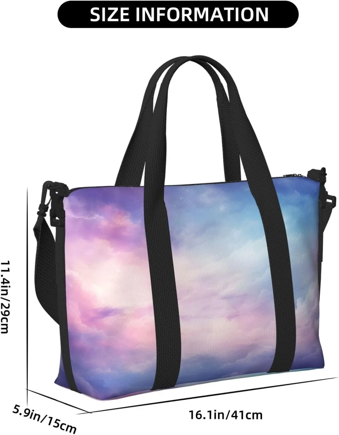 Travel Duffle Bag Blue Purple Nebula Weekender Overnight Bags Luggage Bag for Women Men Waterproof Sports Gym Bag Hand Bag with Shoulder Strap