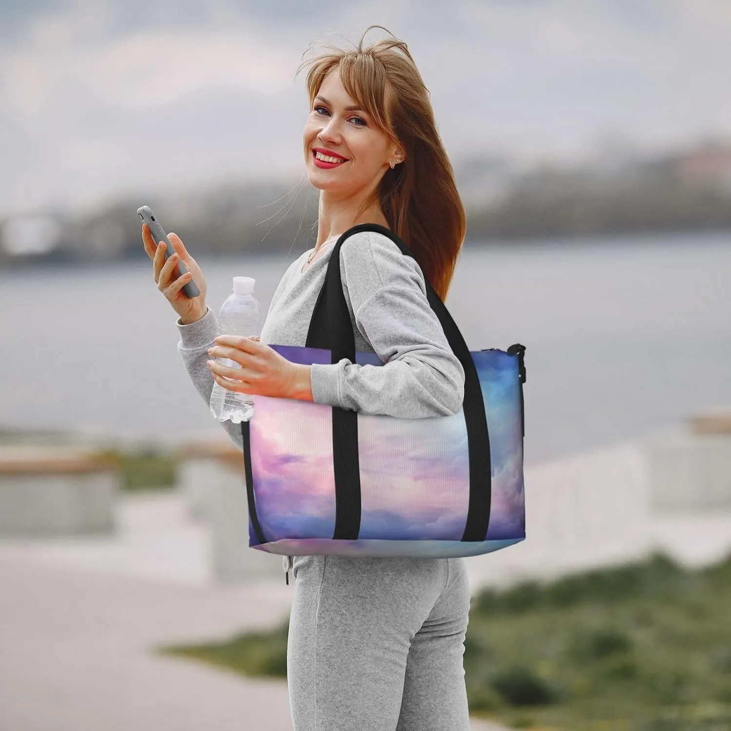 Travel Duffle Bag Blue Purple Nebula Weekender Overnight Bags Luggage Bag for Women Men Waterproof Sports Gym Bag Hand Bag with Shoulder Strap