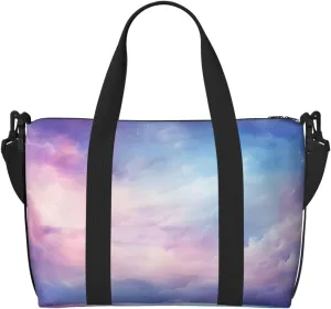 Travel Duffle Bag Blue Purple Nebula Weekender Overnight Bags Luggage Bag for Women Men Waterproof Sports Gym Bag Hand Bag with Shoulder Strap