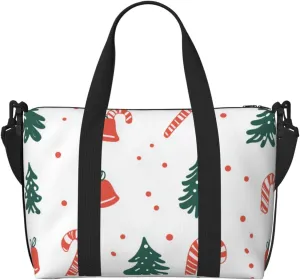 Travel Duffle Bag Cartoon Christmas Candy Tree Weekender Overnight Bags Luggage Bag for Women Men Waterproof Sports Gym Bag Hand Bag with Shoulder Strap