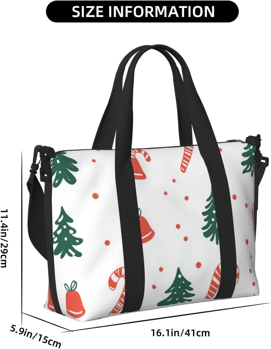 Travel Duffle Bag Cartoon Christmas Candy Tree Weekender Overnight Bags Luggage Bag for Women Men Waterproof Sports Gym Bag Hand Bag with Shoulder Strap